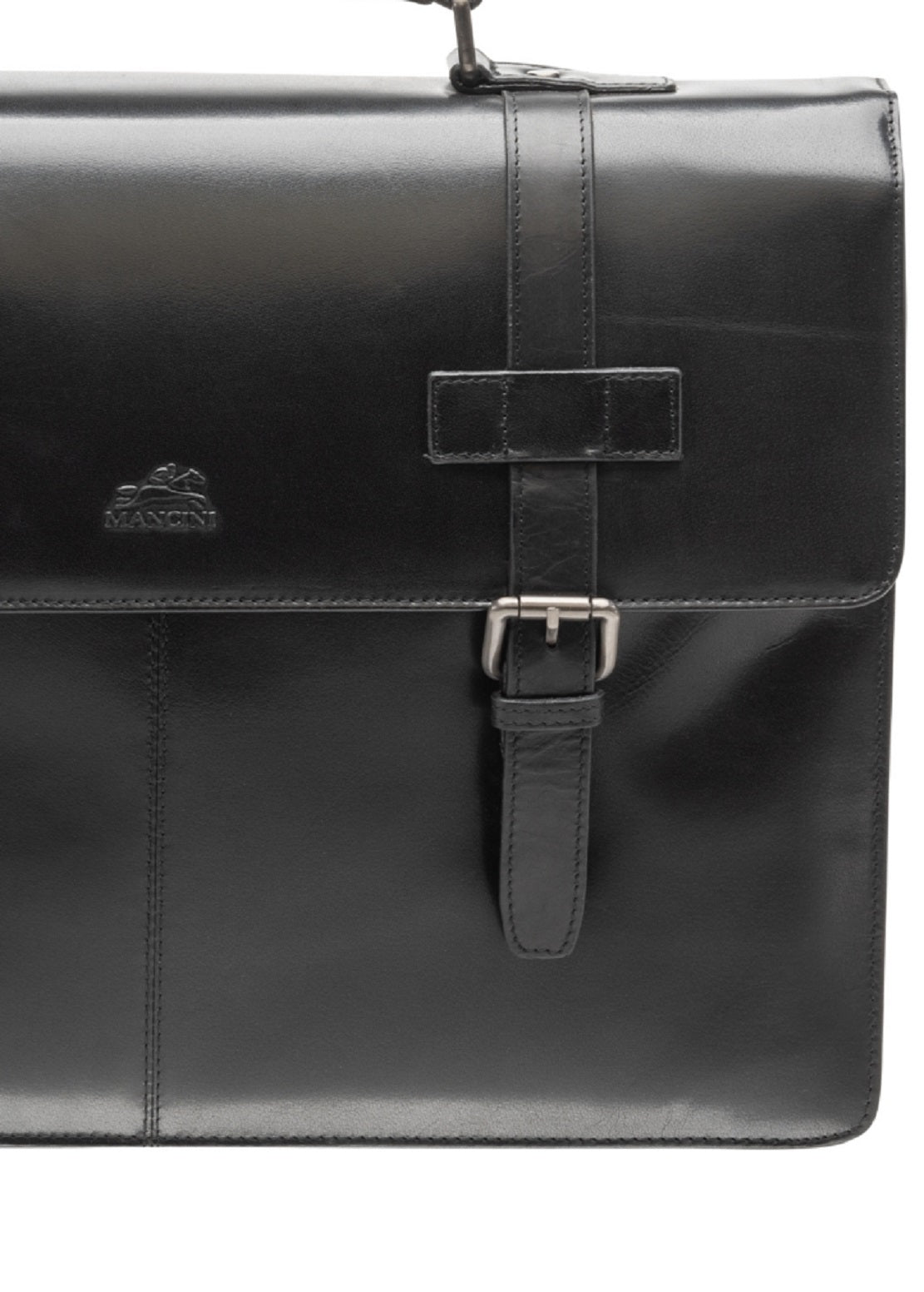 Mancini Men's Buffalo Collection Double Compartment Briefcase Black Size Regular