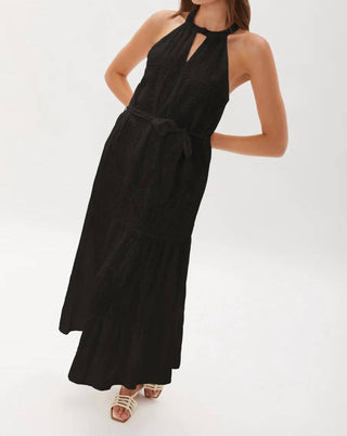 Ecru - Hathaway Embroidered Halter Dress