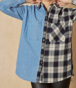 Entro - Denim & Plaid Top