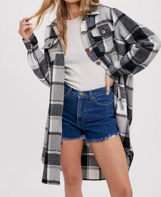 Bluivy - Women's Flannel Plaid Longline Shacket