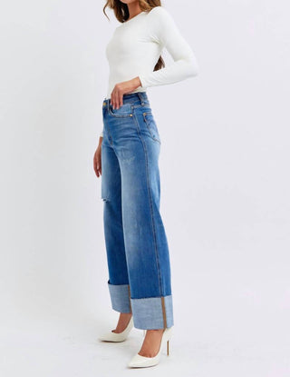 Judy Blue - Cuffed Retro Wide Leg Jeans