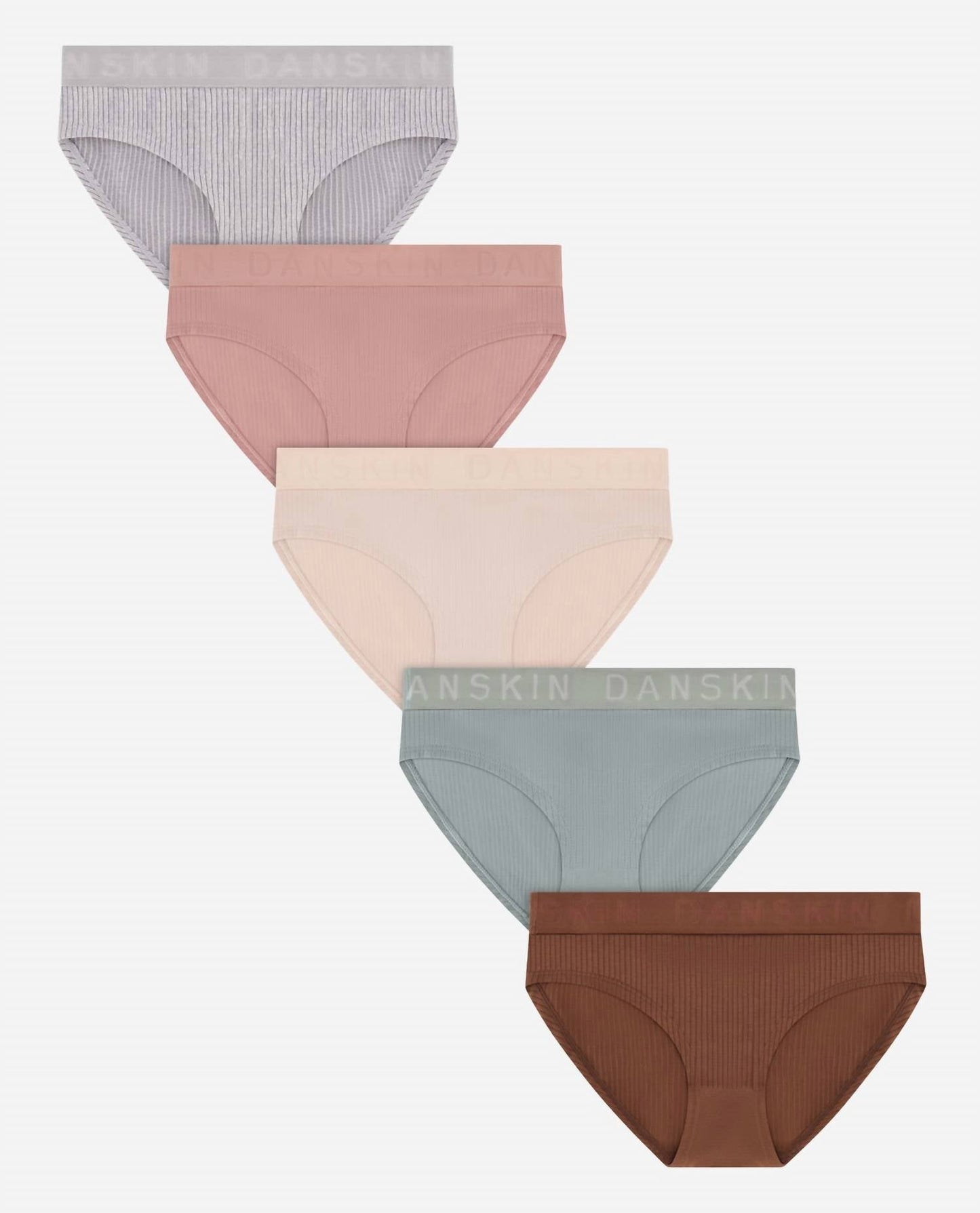 Danskin - Women's 5-pack Ribbed Bikini Underwear
