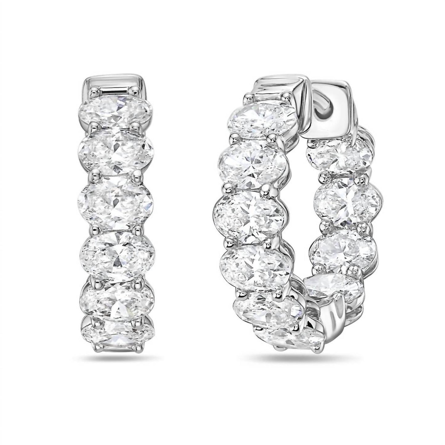 Diana M Jewels - Women's Lab Grown Oval Diamond Huggie Hoops Earrings