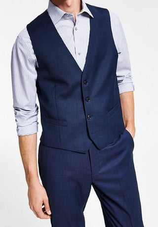 Calvin Klein Men's X Fit Slim Fit Stretch Birdseye Suit Vest Blue Size Small