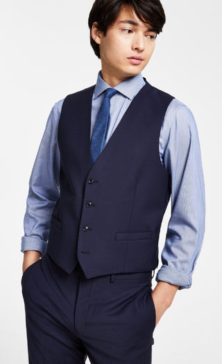 Calvin Klein Men's X Fit Stretch Solid Suit Vest Blue Size Large