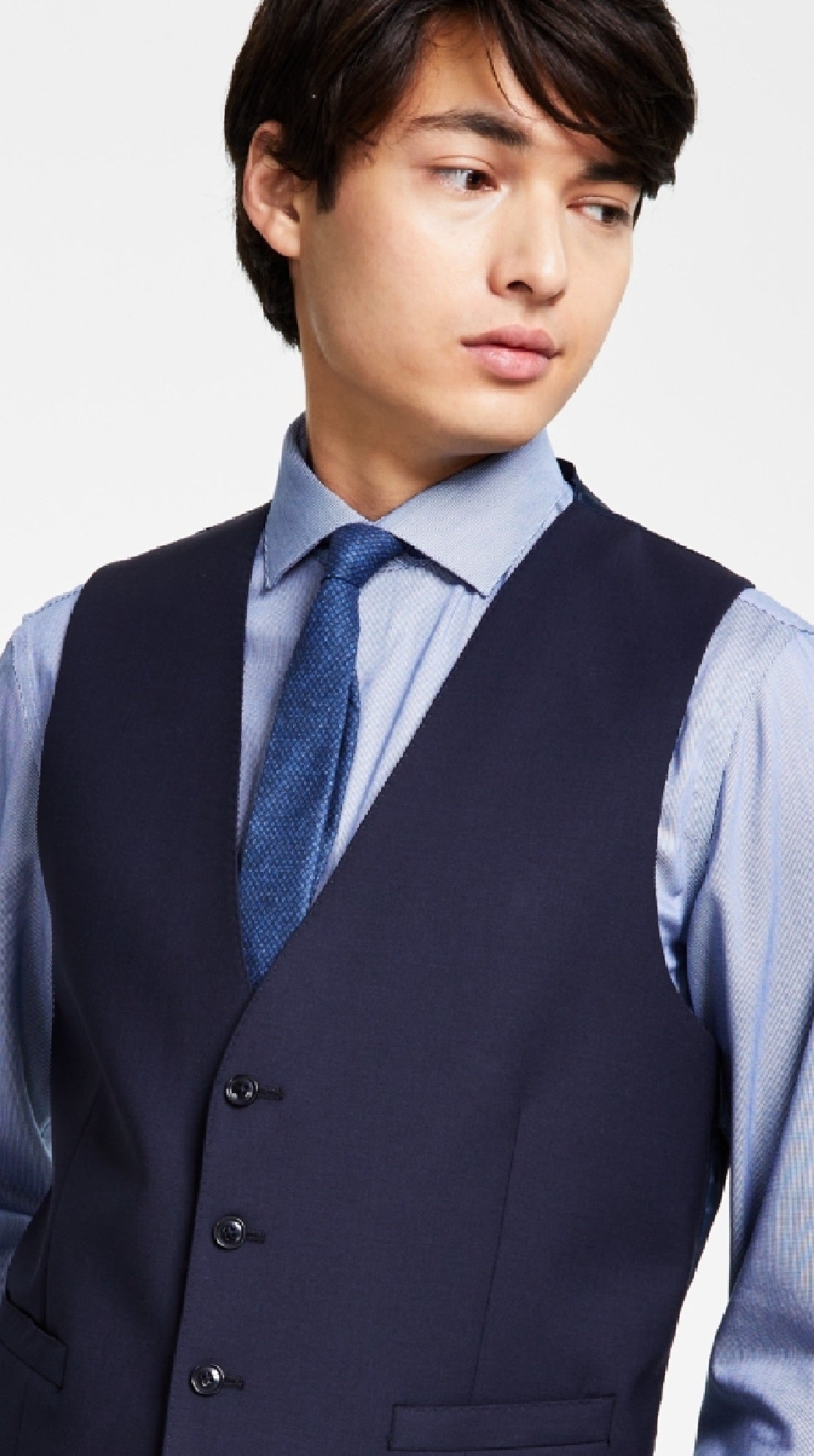 Calvin Klein Men's X Fit Stretch Solid Suit Vest Blue Size Large