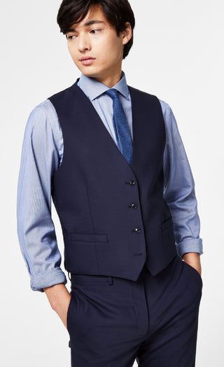 Calvin Klein Men's X Fit Stretch Solid Suit Vest Blue Size Large