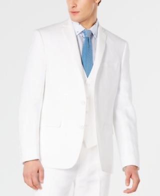 Bar III Men's Slim Fit Linen Suit Jackets White Size 42
