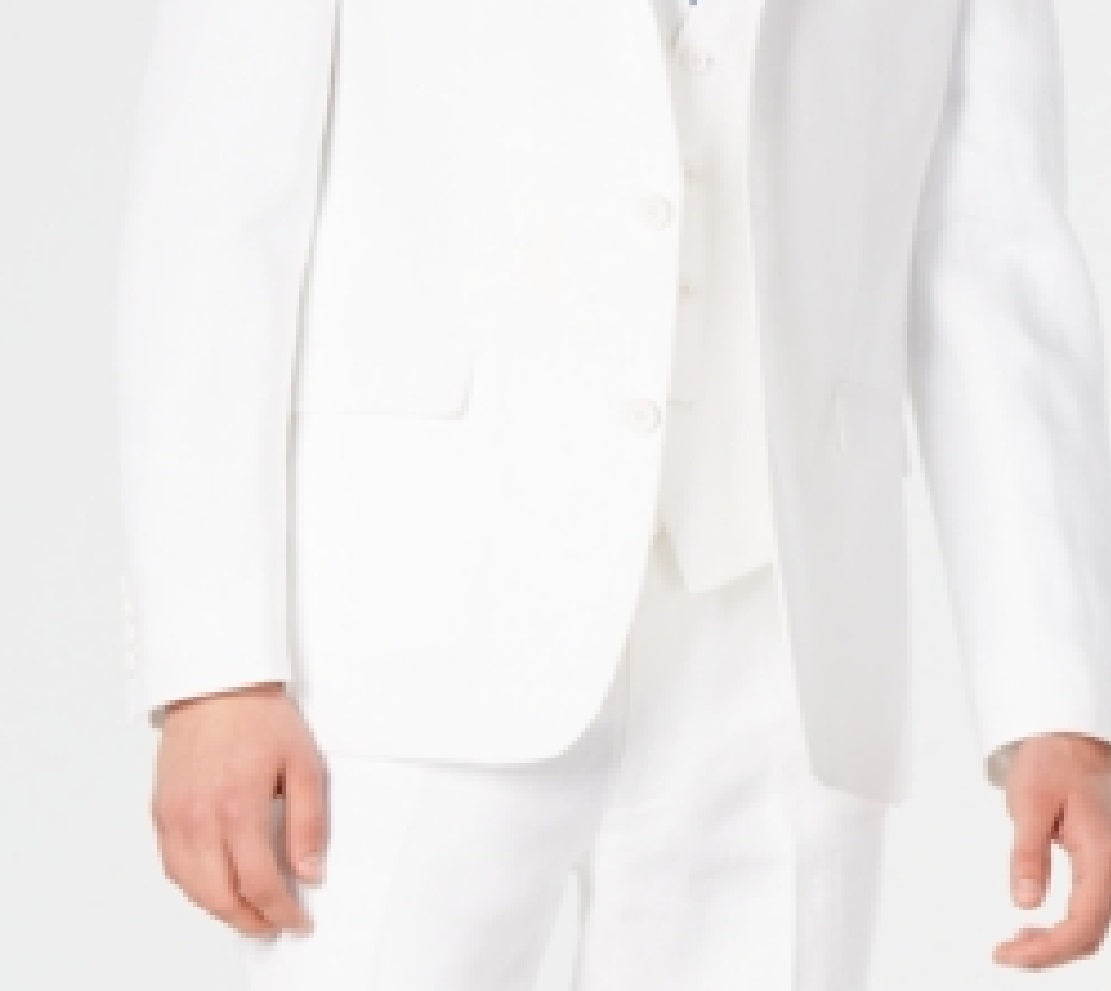 Bar III Men's Slim Fit Linen Suit Jackets White Size 42