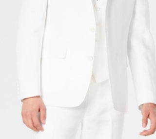 Bar III Men's Slim Fit Linen Suit Jackets White Size 42