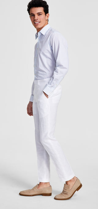 Bar III Men's Slim Fit Linen Suit Pants White Size 34X30