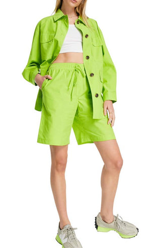 Topshop Women's Light Green Drawstring Shorts