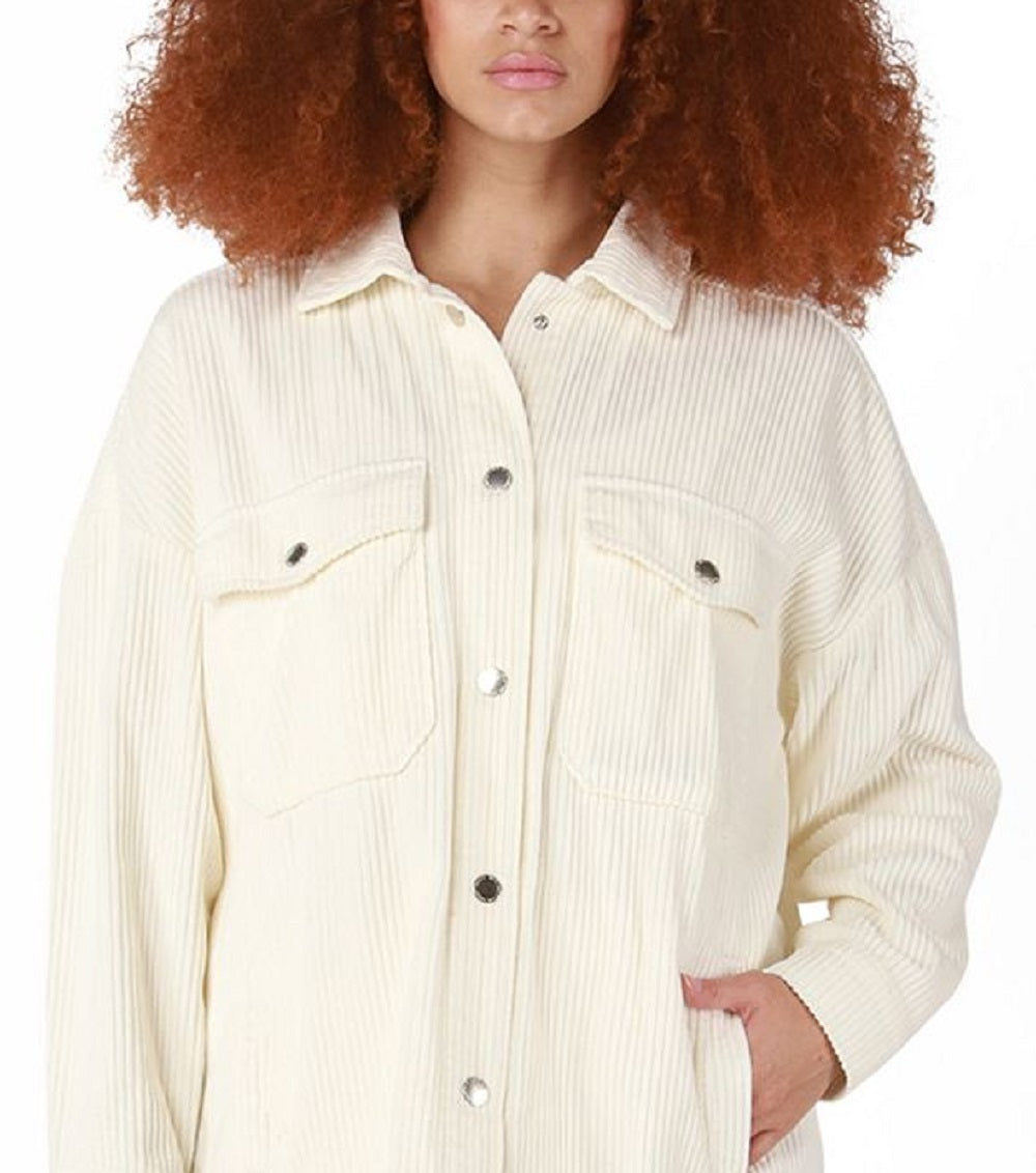 Black Tape Women's Corduroy Shacket Beige Size Petite Small