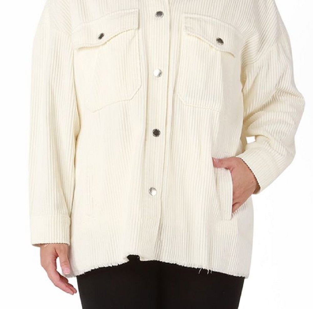 Black Tape Women's Corduroy Shacket Beige Size Petite Small