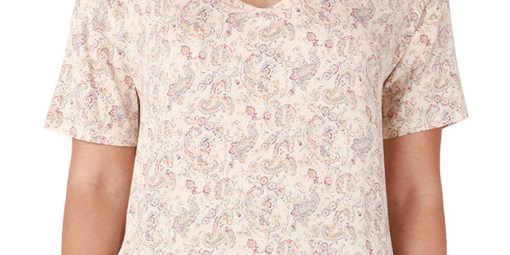 Black Tape Women's Rounded Hem T-Shirt Beige Size X-Small