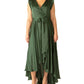 Black Tape Women's V Neck Short-Sleeve Midi Dress Green Size Small