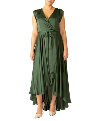 Black Tape Women's V Neck Short-Sleeve Midi Dress Green Size Small