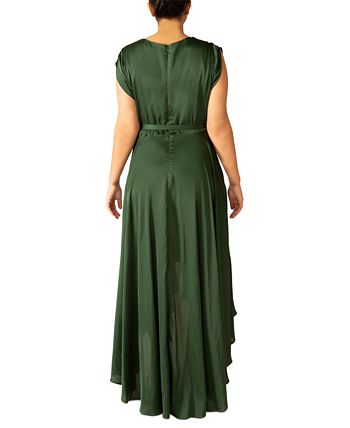Black Tape Women's V Neck Short-Sleeve Midi Dress Green Size Small