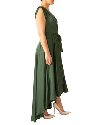 Black Tape Women's V Neck Short-Sleeve Midi Dress Green Size Small