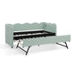 Cozy Gingham Daybed with Trundle Twin Size Sofa Bed No Box Spring Needed
