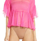 SUZY BLACK Shantelle Sheer Silk Chiffon Blouse in Pink, Size X-Small