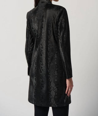Joseph Ribkoff - Faux Leather Snake Print A-Line Coat