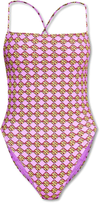 Tory Burch - Women's 3D Drawstring Back Checkered One Piece Swimsuit