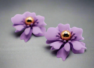 Purple Petal Glisten Earrings – Luxury Purple Floral Statement Earring