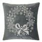 Gray Velvet Silver Snowflake Wreath Pillow, 20x20 with Insert