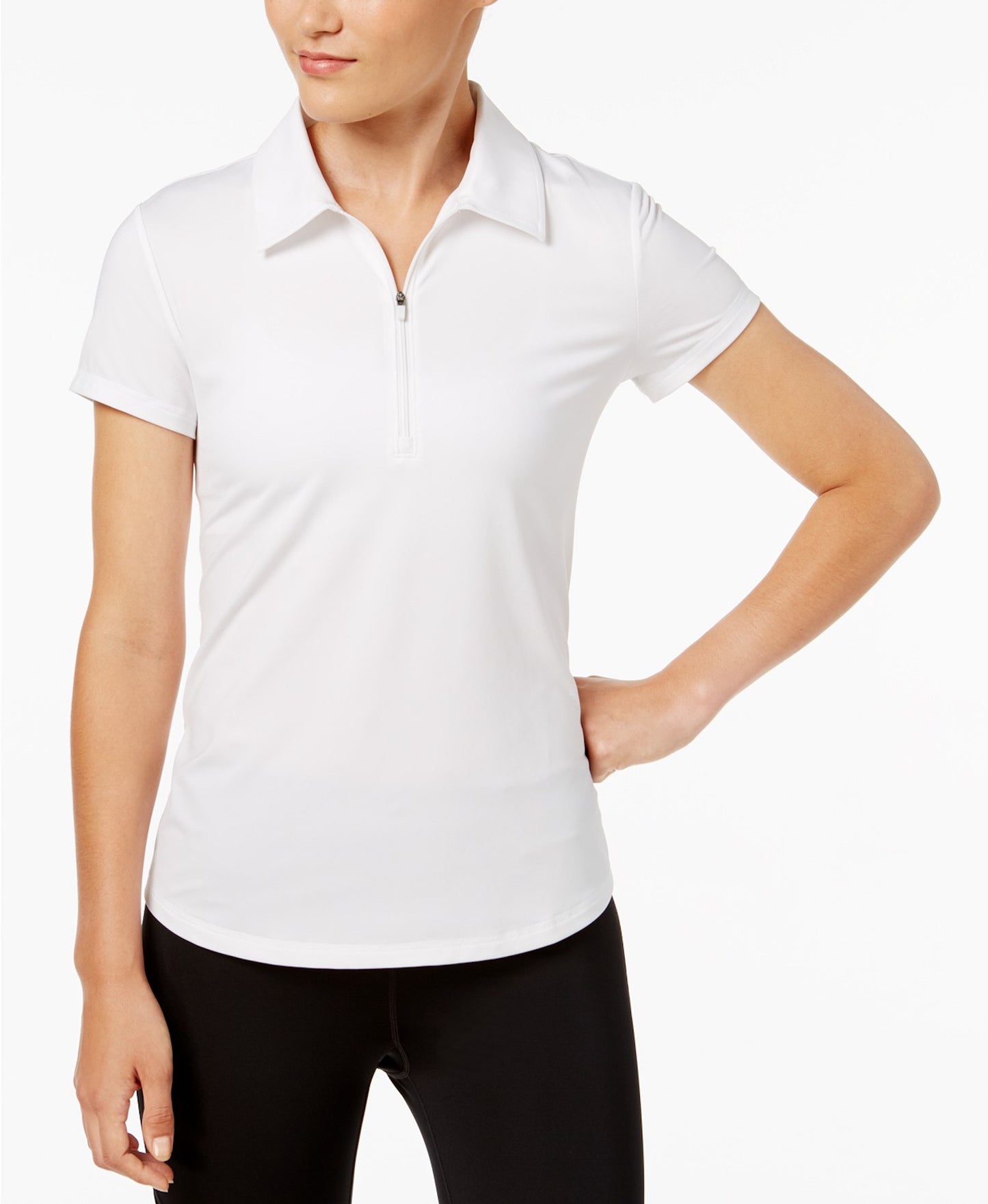 Ideology Performance Activewear Women's Zip Polo T Shirt White 2XL