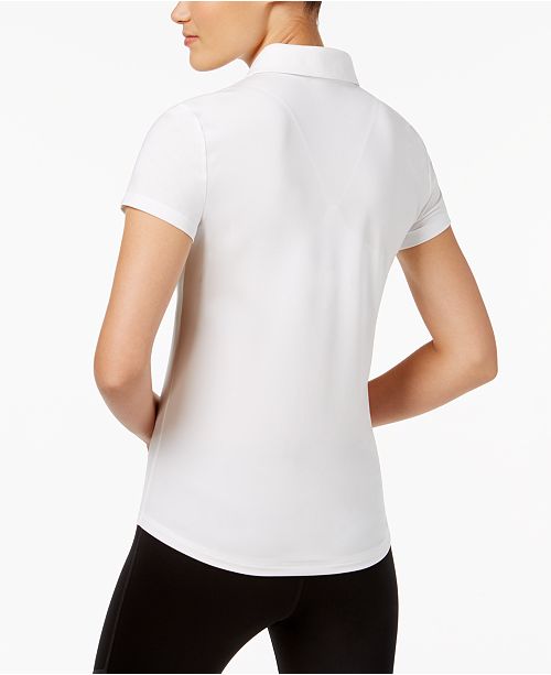 Ideology Performance Activewear Women's Zip Polo T Shirt White 2XL