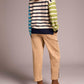 Tribal - Multi Stripe Lightweight Crewneck Sweater