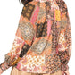 Entro - Daphne Patchwork Print Chiffon Long-sleeve Top