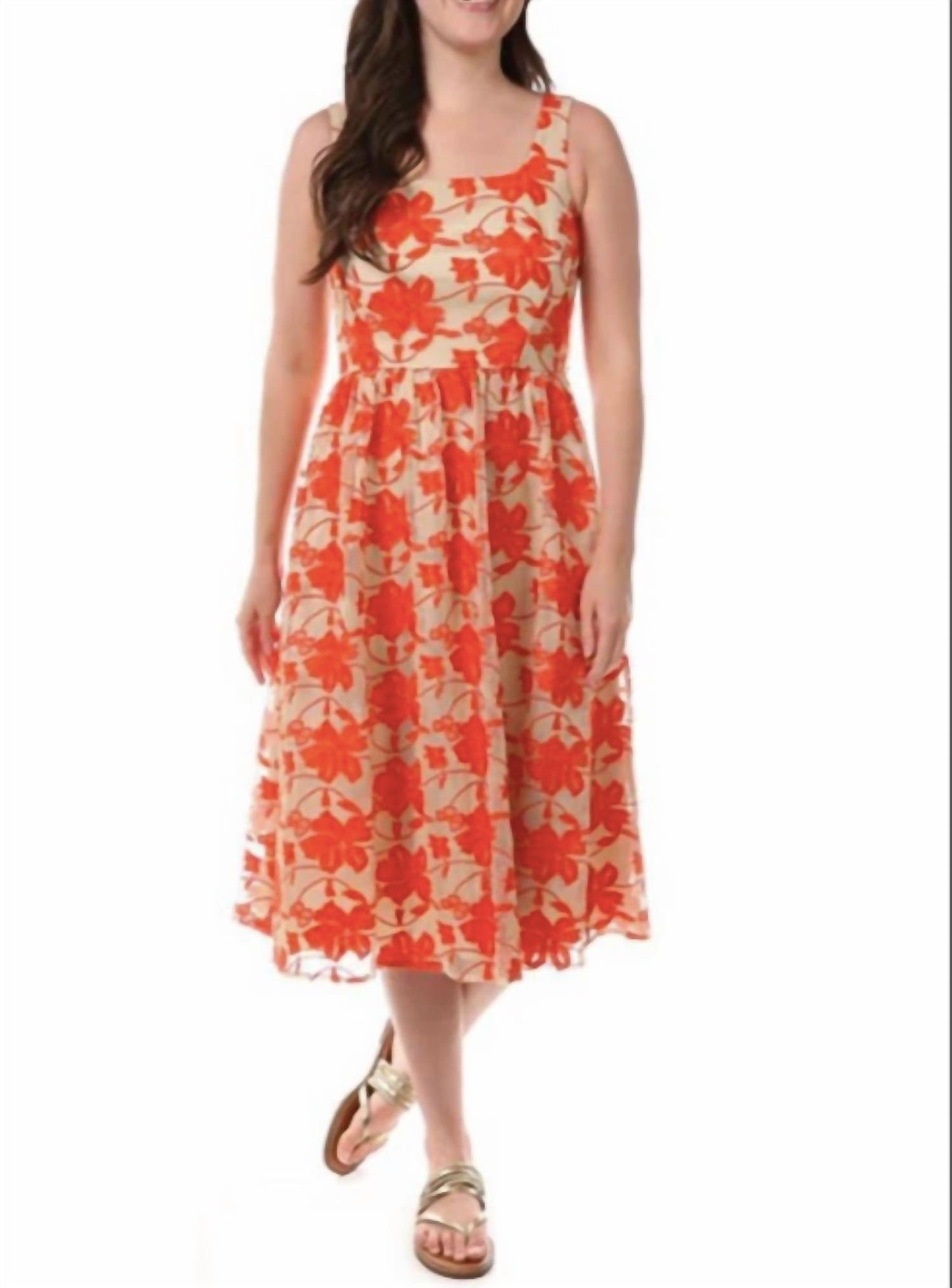 Vince Camuto - Embroidered Mesh Midi Dress