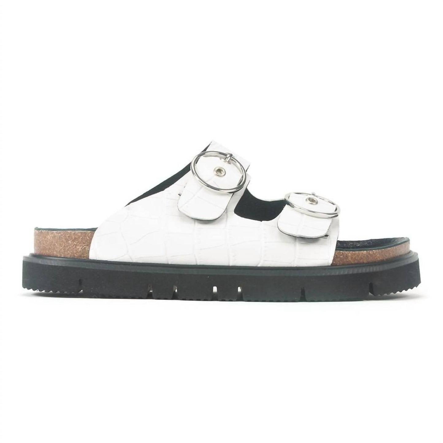 All Black - Women's Circle Buckle Lowform Sandal