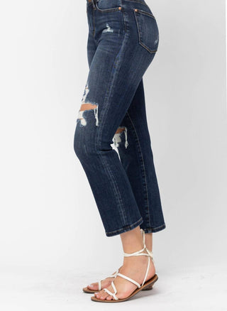 Judy Blue - Mid Rise Crop Leg Straight Denim Jeans