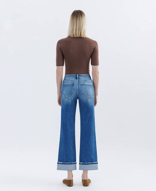 Flying Monkey - High Rise Cuffed Slim Wide Leg Jeans