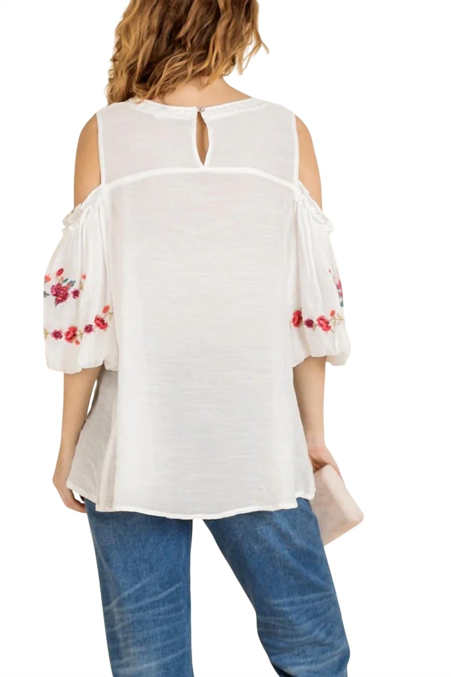 Umgee - Floral Embroidered Peasant Top