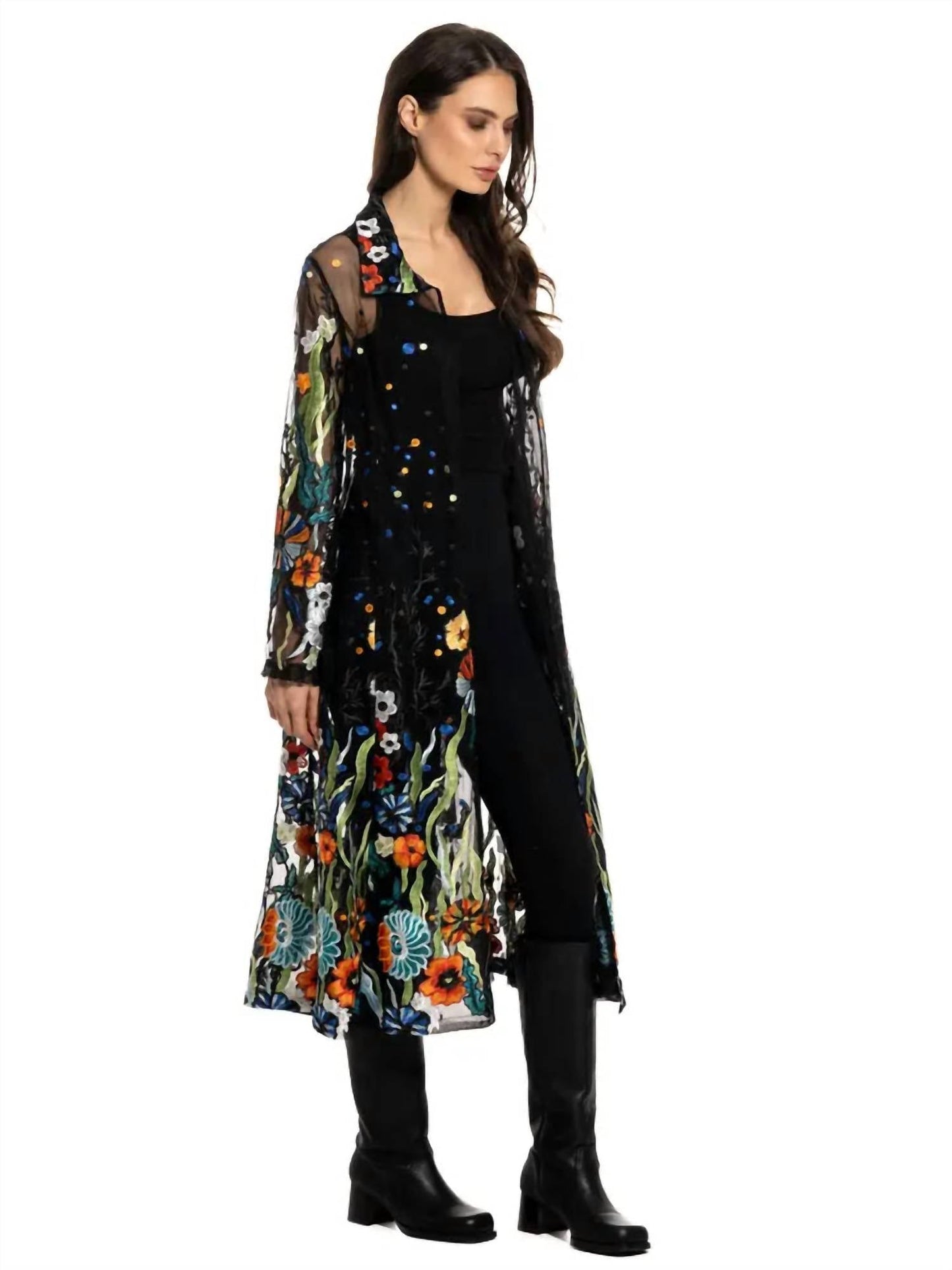 Adore - Long Embroidered Sheer Duster
