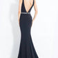 Rachel Allan - Beaded Jersey Evening Gown With High Slit