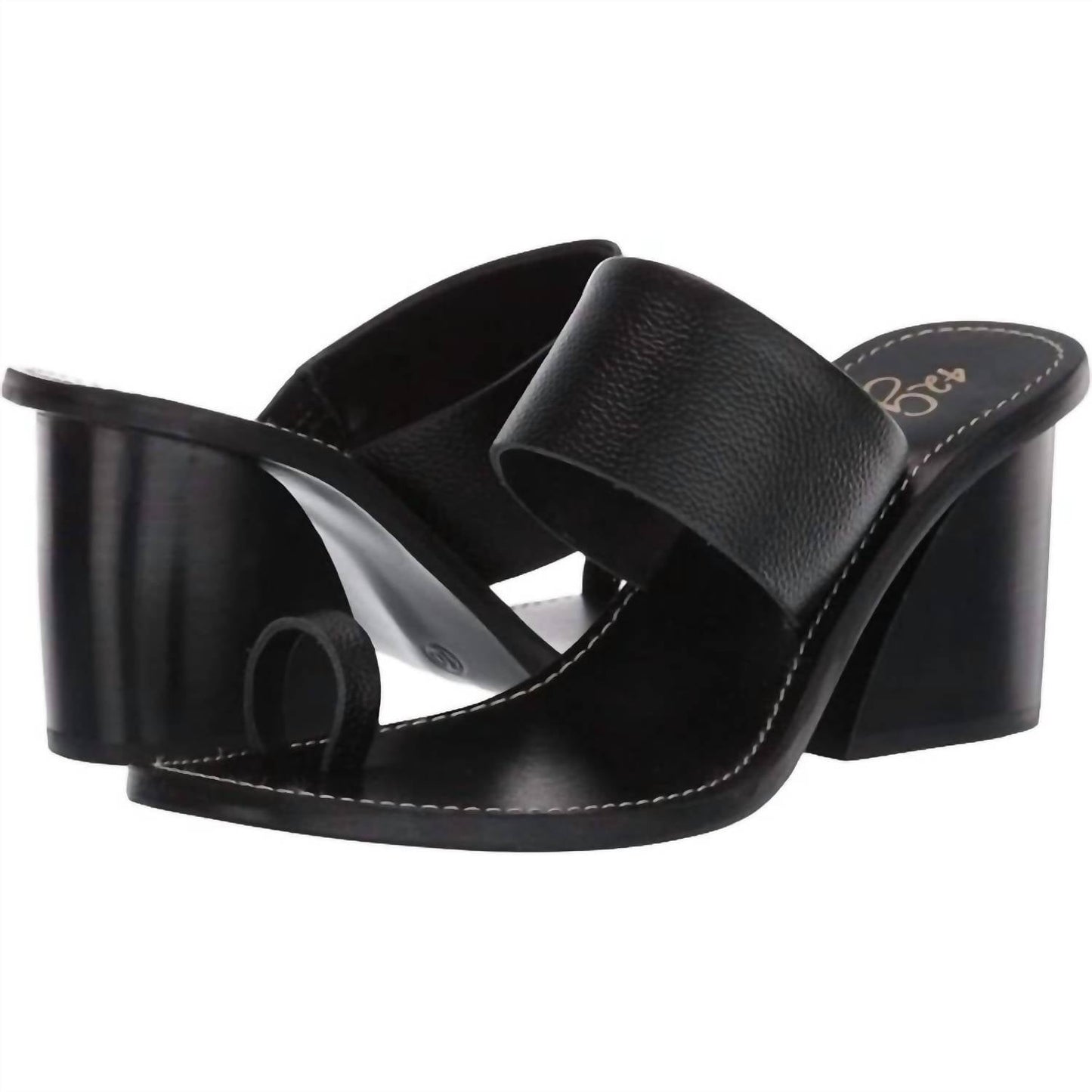 42 Gold - Eedie Single Toe Wide Strap Leather Heels