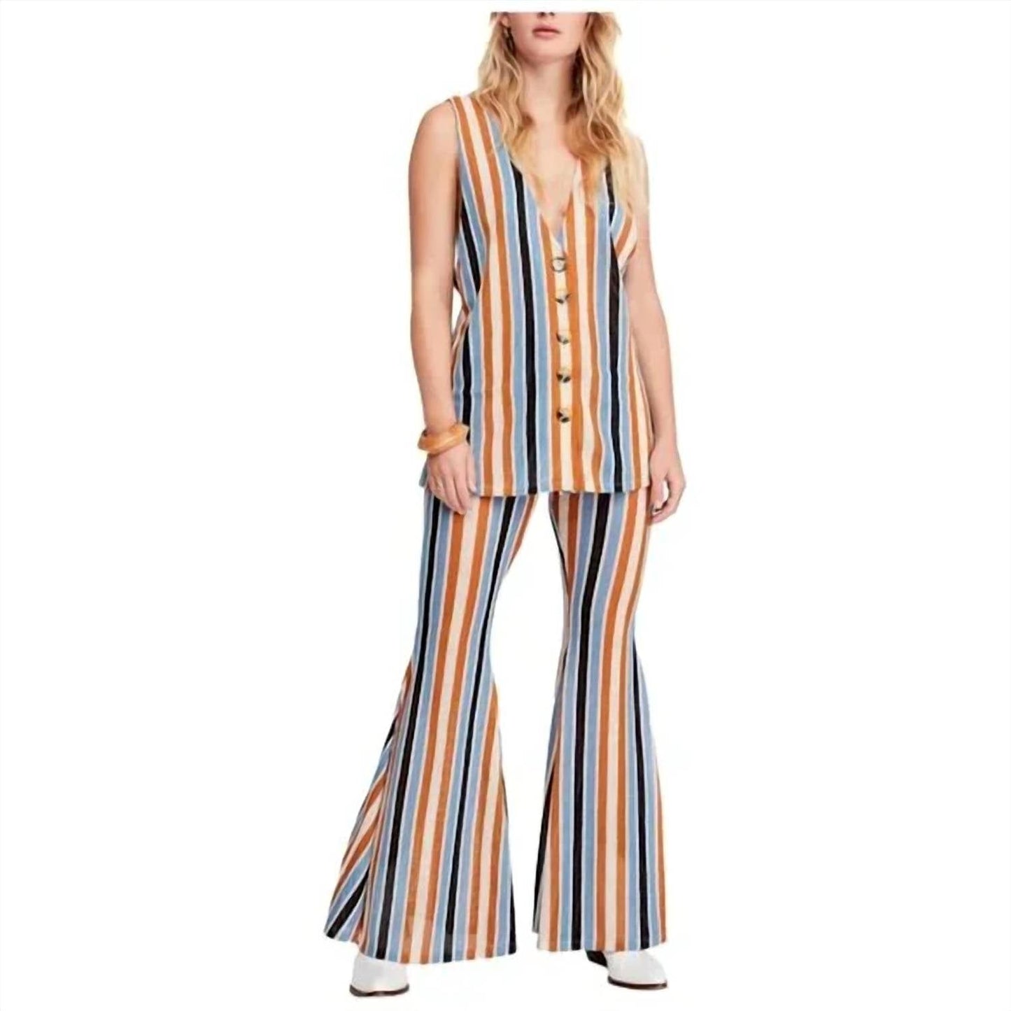 Free People - Free People Bridget Striped Vest & Pants Set