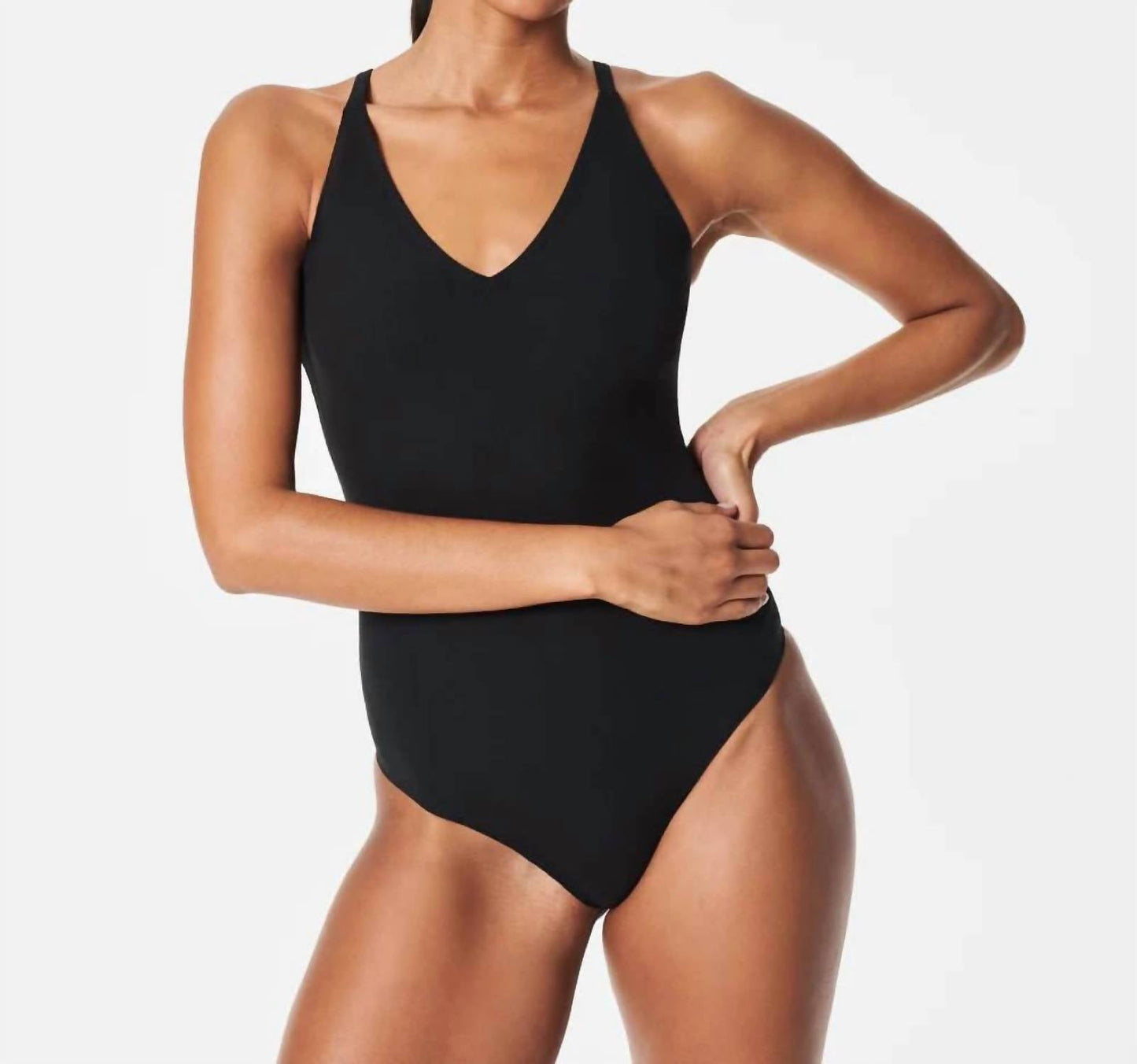 Spanx - Suit Yourself Bodysuit: Ribbed V Neck Bodysuit