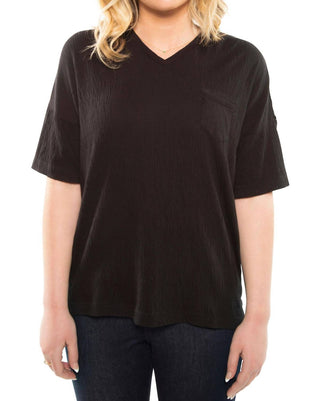 On This Day - Crinkle Cotton Relaxed V-neck Top
