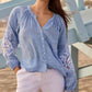 Charlie B - Cotton-linen Button-front Blouse With Embroidery