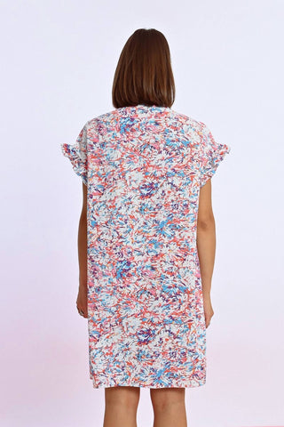 Molly Bracken - Printed Ruffle Sleeve Shirt Dress