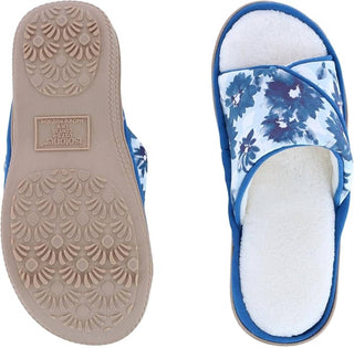 Isotoner - Women's Cotton Floral Keilly Slide With Enhanced Heel Cushion