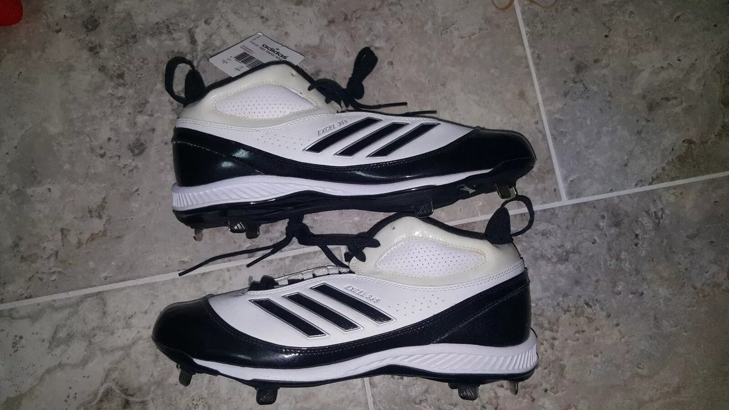 Adidas Men's Excel 365 Metal Baseball Cleat Shoes White/Black/Silver Size 14 D(M) US