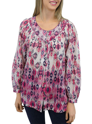 Beach Lunch Lounge Women's Penelope Animal Print Button-Down Top Size Small