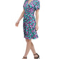 DKNY Women's Short Sleeve V Neck Fit & Flare Dress Blue Size 4